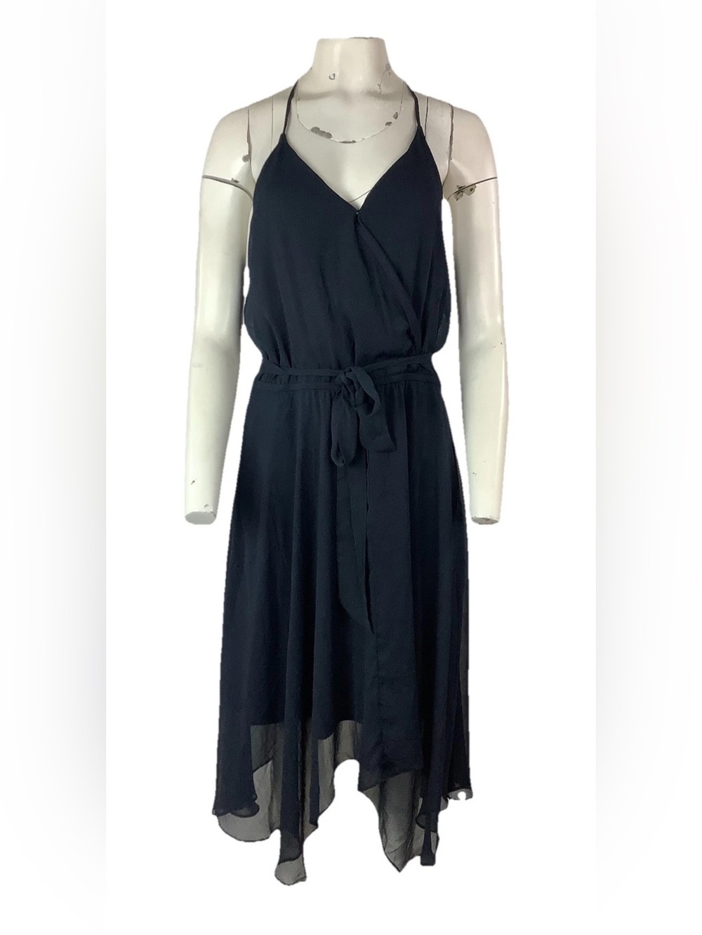 Banana Republic Sz M Chiffon Layered Cocktail Wedding Flowy Tie Dress Blue